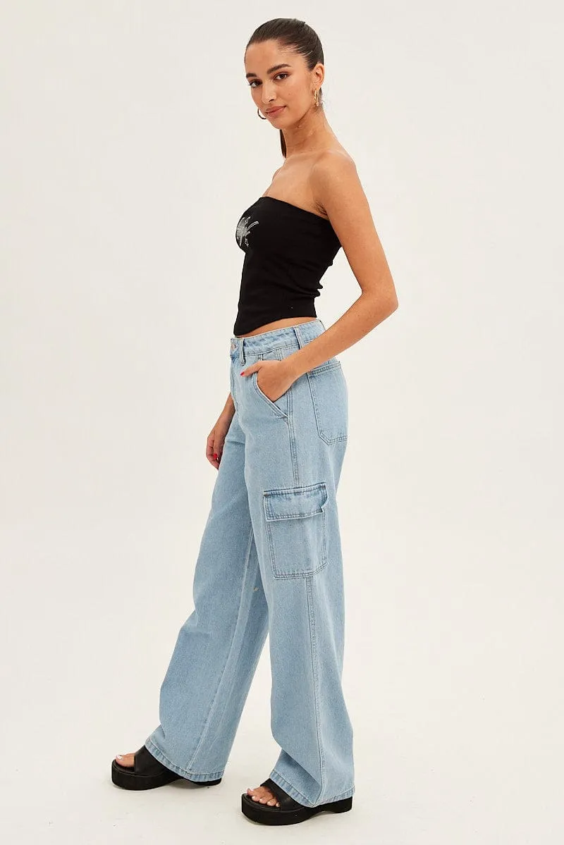 Blue Cargo Denim Jeans High Rise sold by Ally Fashion product image thumbnail 4