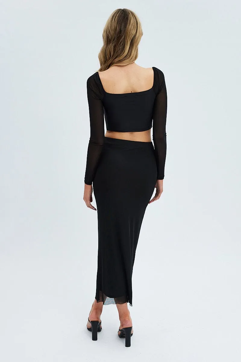 Black Mesh Midi Skirt sold by Ally Fashion product image thumbnail 5