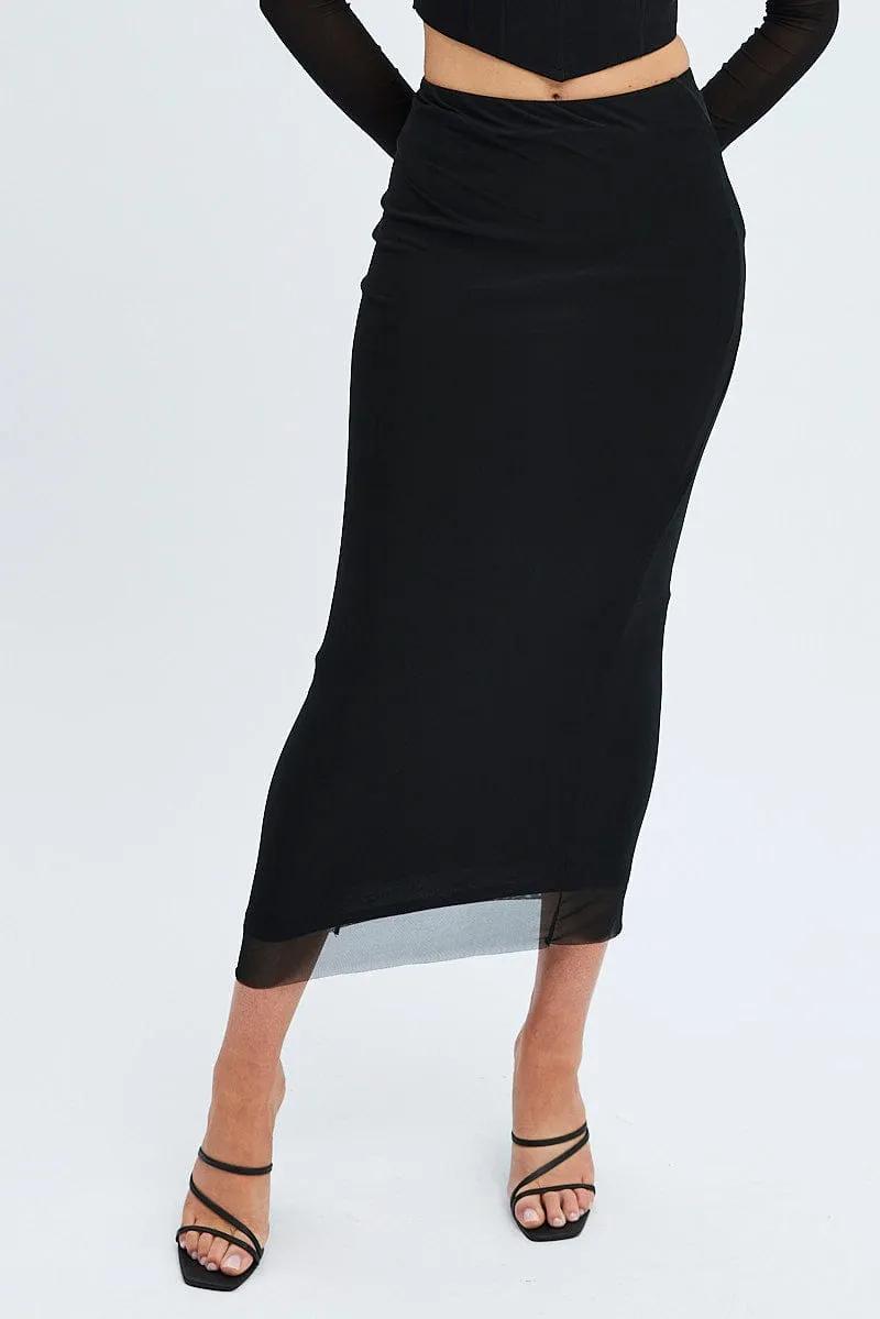 Black Mesh Midi Skirt sold by Ally Fashion product image thumbnail 2