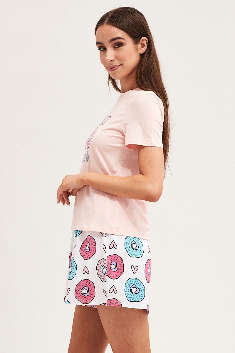 Multi Colour Short Sleeve Top & Shorts Pj Set sold by Ally Fashion product image thumbnail 5