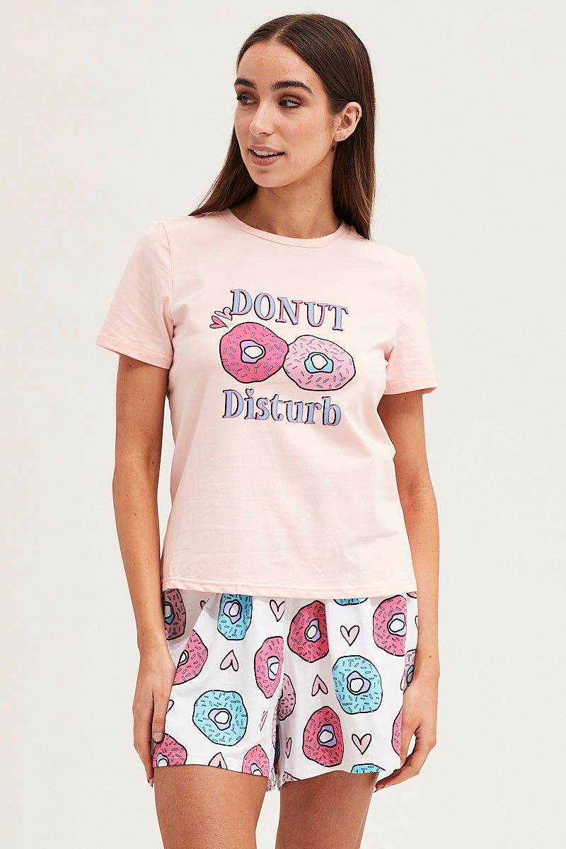 Multi Colour Short Sleeve Top & Shorts Pj Set sold by Ally Fashion product image thumbnail 3