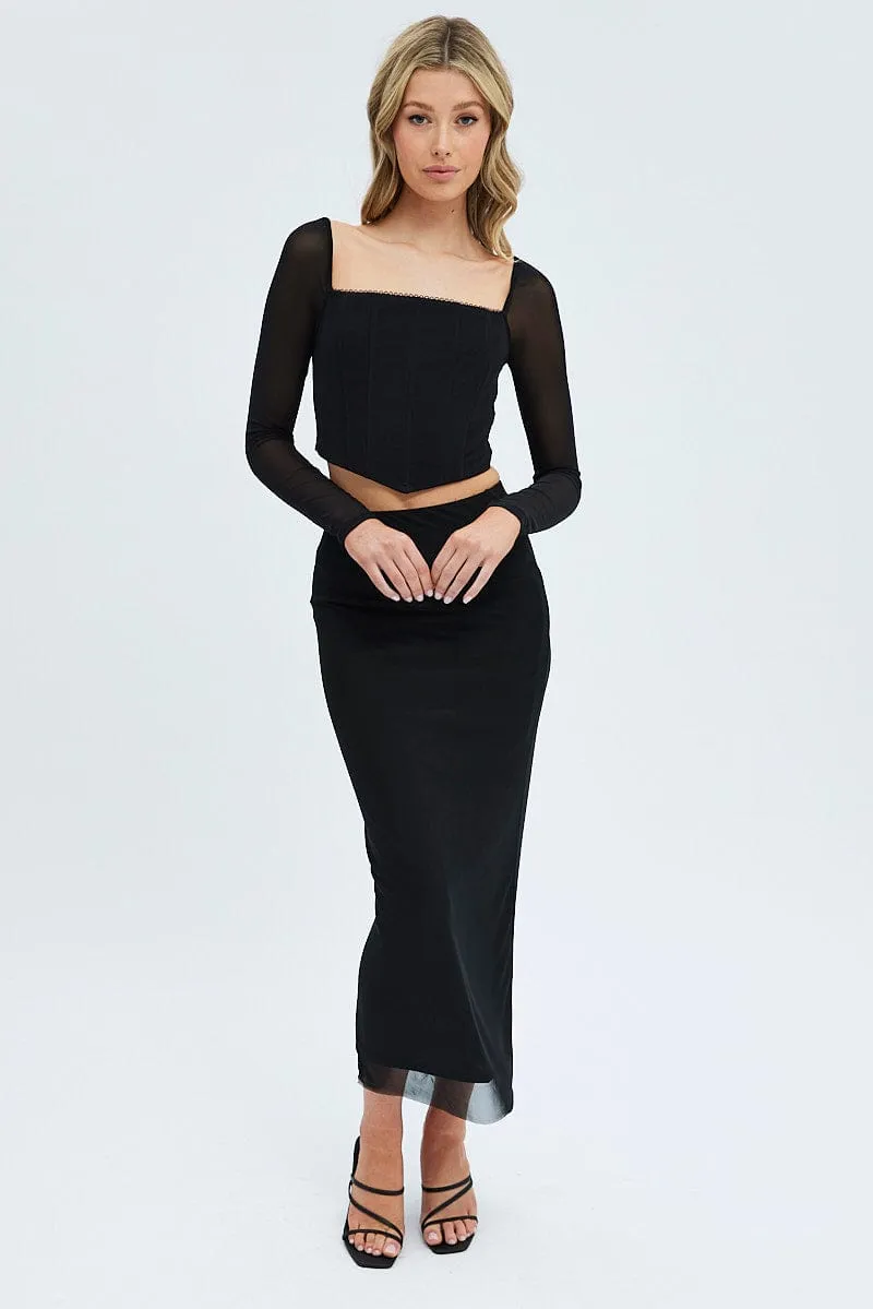 Black Mesh Midi Skirt sold by Ally Fashion product image thumbnail 3