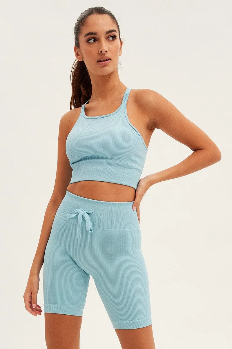 Blue Seamless Activewear Singlet Basic Top sold by Ally Fashion