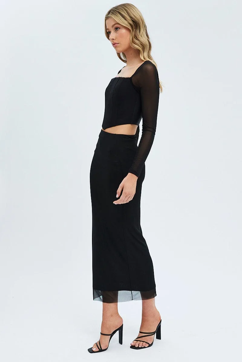 Black Mesh Midi Skirt sold by Ally Fashion product image thumbnail 4