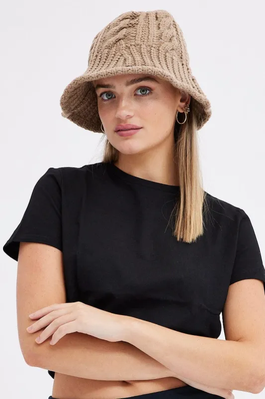 Brown Knitted Bucket Hat sold by Ally Fashion