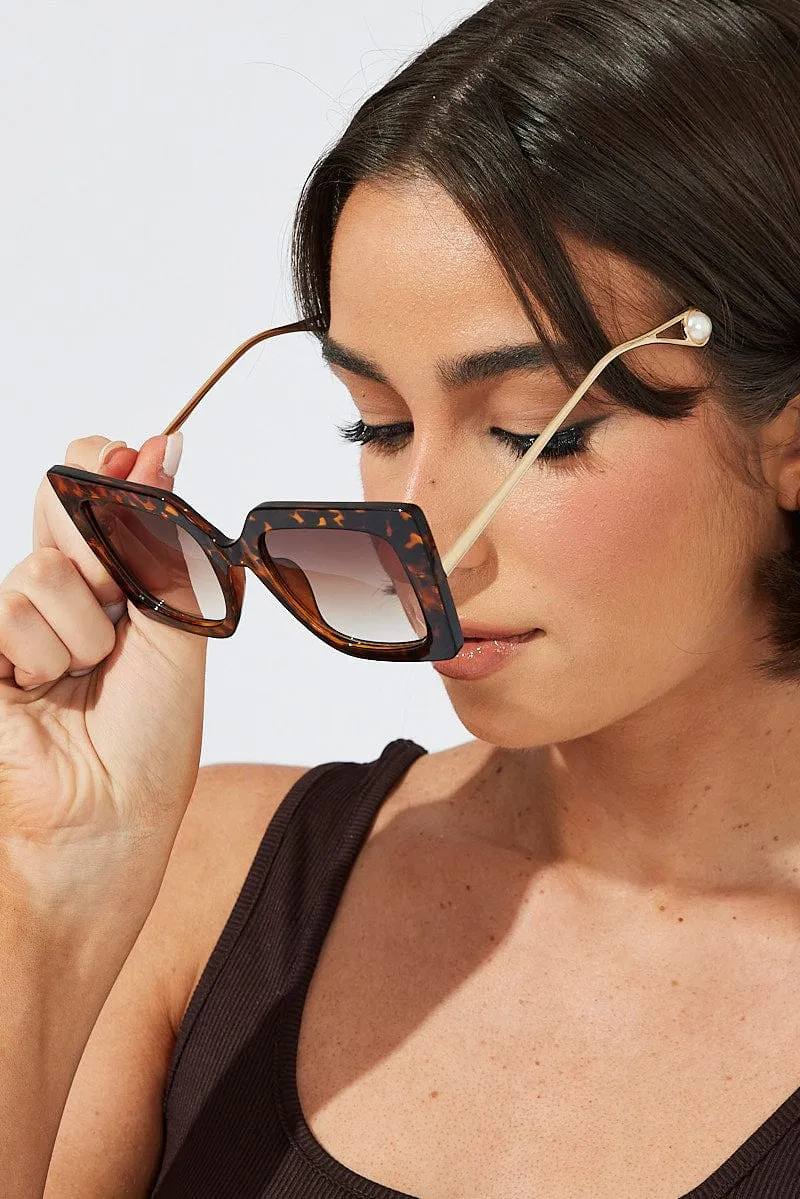 Brown Animal Print Oversized Square Sunglasses sold by Ally Fashion product image thumbnail 2