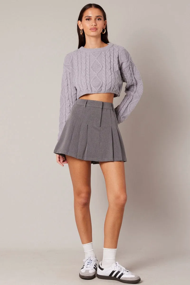 Grey Mini Skirt Pleated sold by Ally Fashion product image thumbnail 3