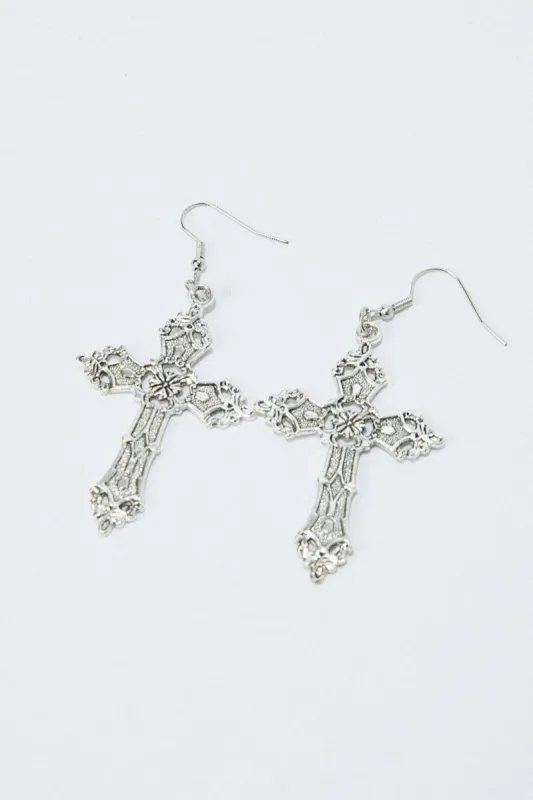 Silver Cross Earrings sold by Ally Fashion