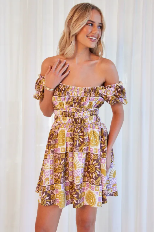 Multi Abstract Fit And Flare Dress Mini sold by Ally Fashion