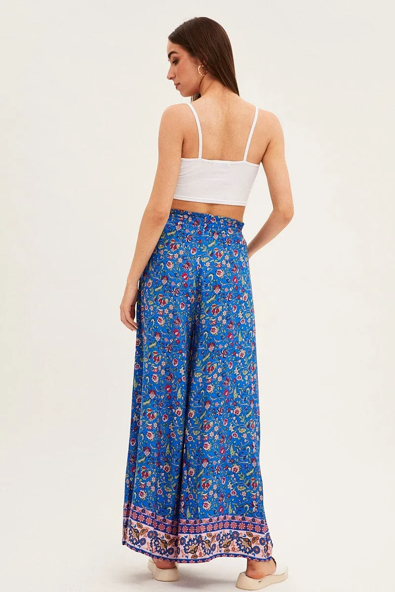 Blue Boho Wide Leg Pants High Rise sold by Ally Fashion product image thumbnail 5