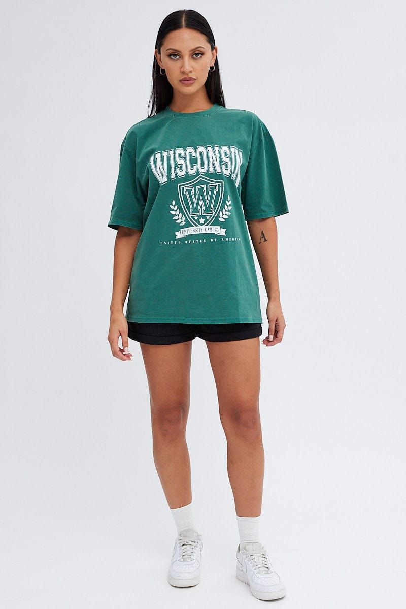 Green Graphic Tee Short Sleeve sold by Ally Fashion product image thumbnail 2
