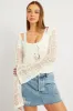 White Crochet Cardigan Long Sleeve Squared Neck sold by Ally Fashion