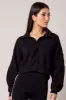 Black Zip Up Sweater Crop Long Sleeve High Neck sold by Ally Fashion