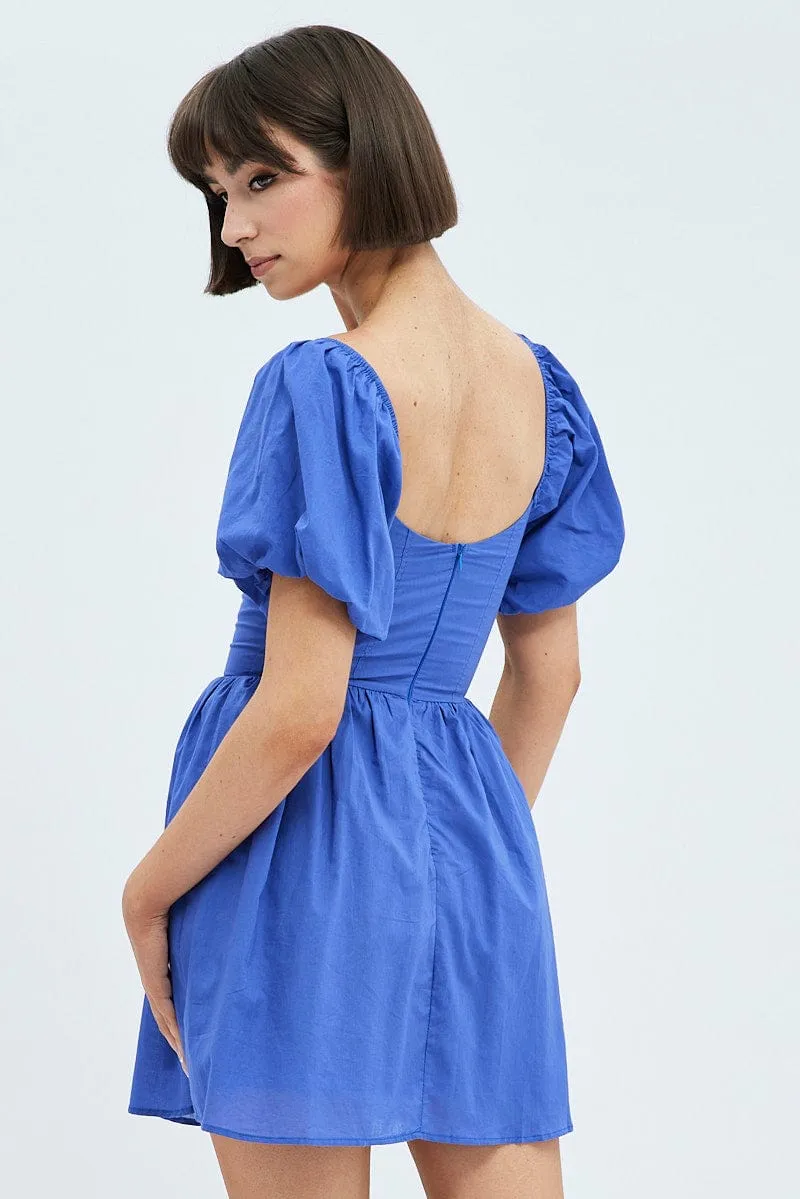 Blue Fit and Flare Dress Short Sleeve sold by Ally Fashion product image thumbnail 5