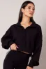 Black Zip Up Sweater Crop Long Sleeve High Neck sold by Ally Fashion