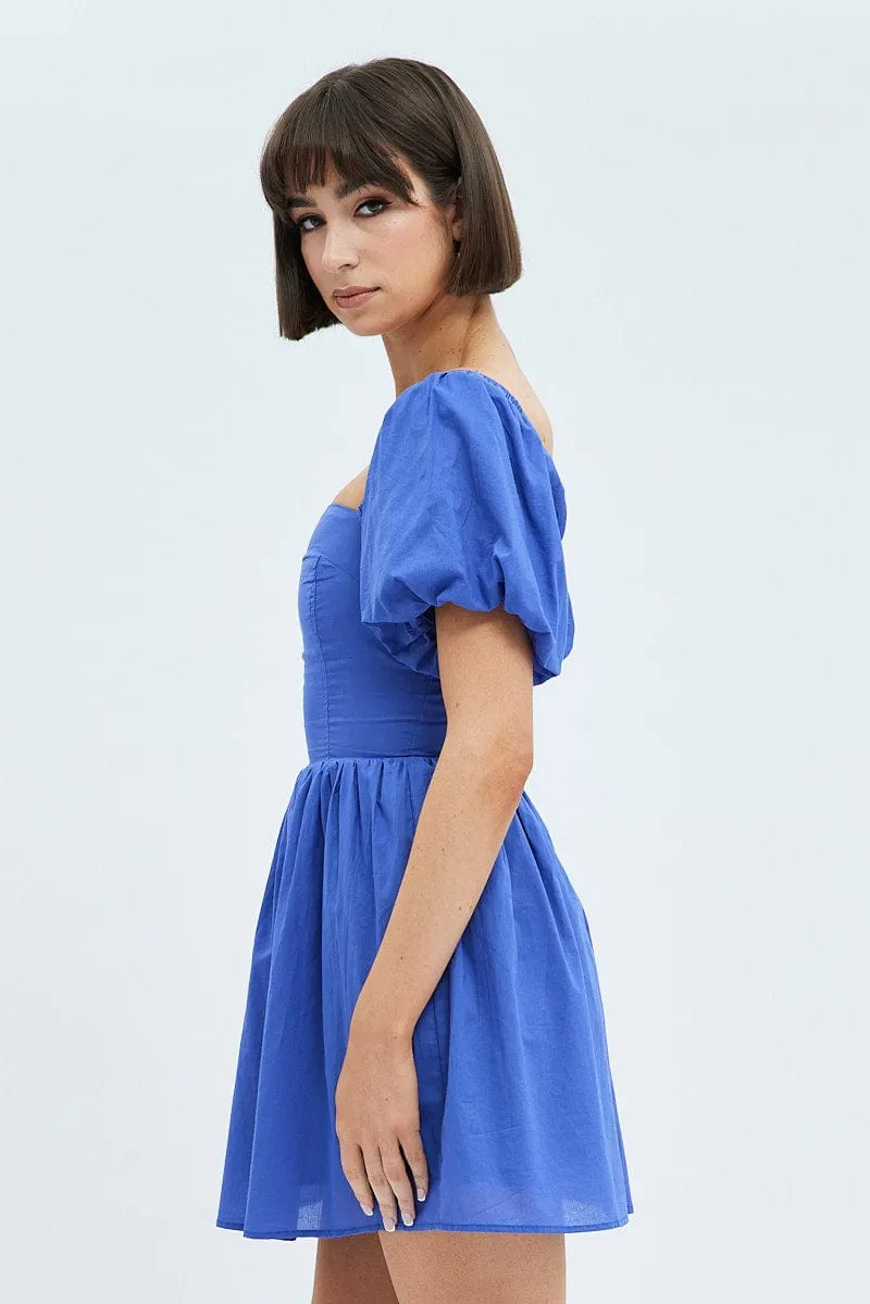 Blue Fit and Flare Dress Short Sleeve sold by Ally Fashion product image thumbnail 4