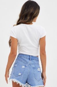 White Baby Tee Short Sleeve Crew Neck New Jersey sold by Ally Fashion