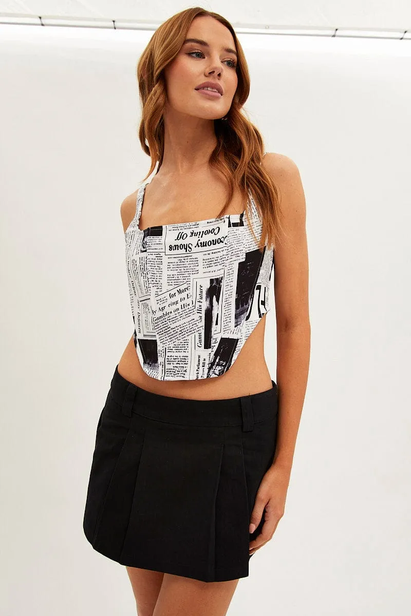 Black Print Corset Top Sleeveless Square Neck Structured sold by Ally Fashion product image thumbnail 3
