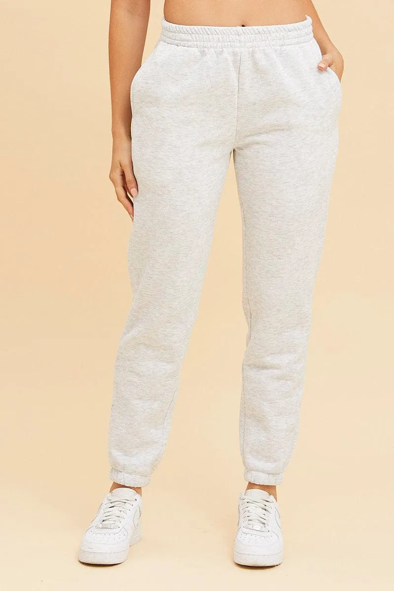 Grey Track Pant Pull On Fleece Full Length sold by Ally Fashion product image thumbnail 2