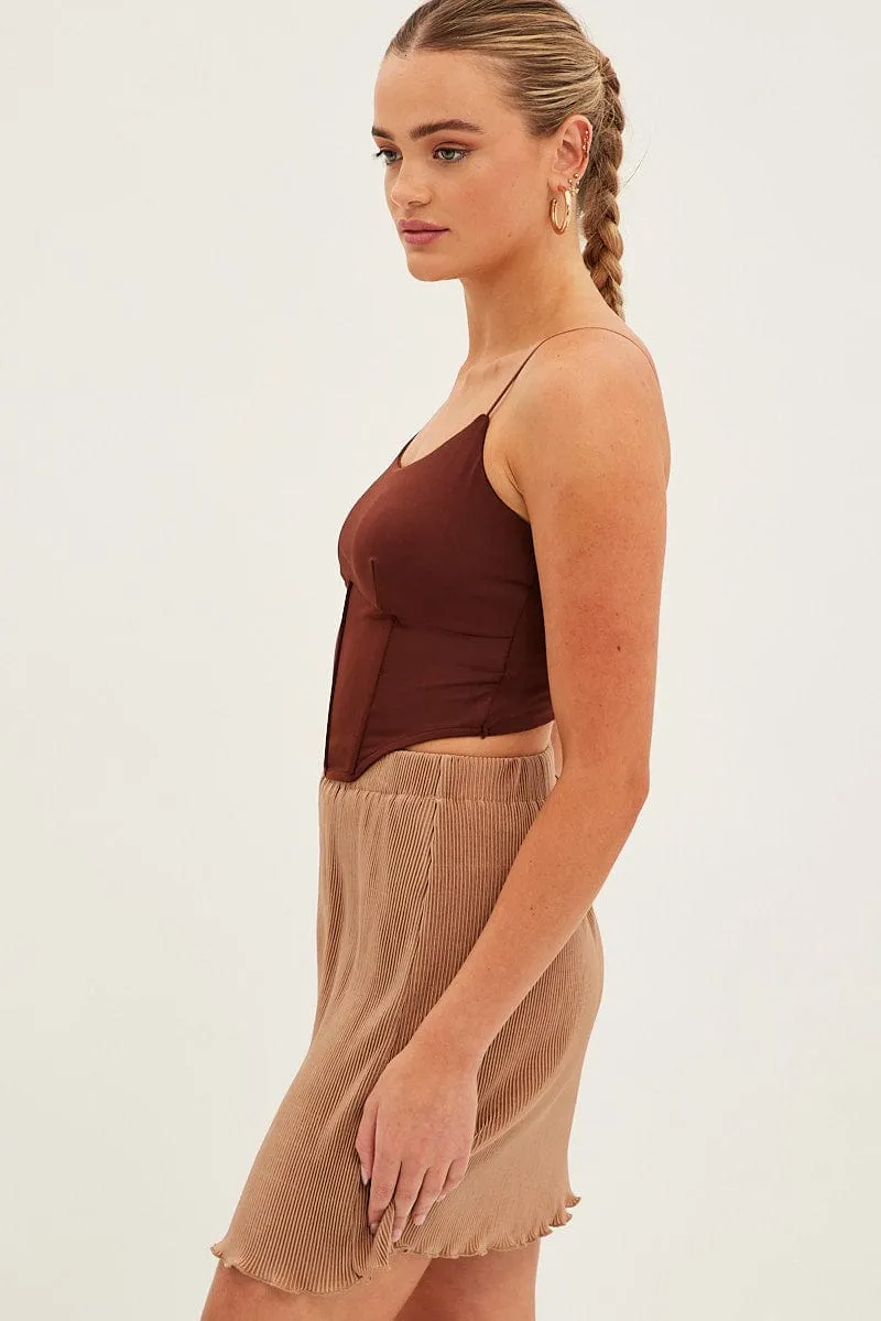 Brown Plisse Mini Skirt sold by Ally Fashion product image thumbnail 4