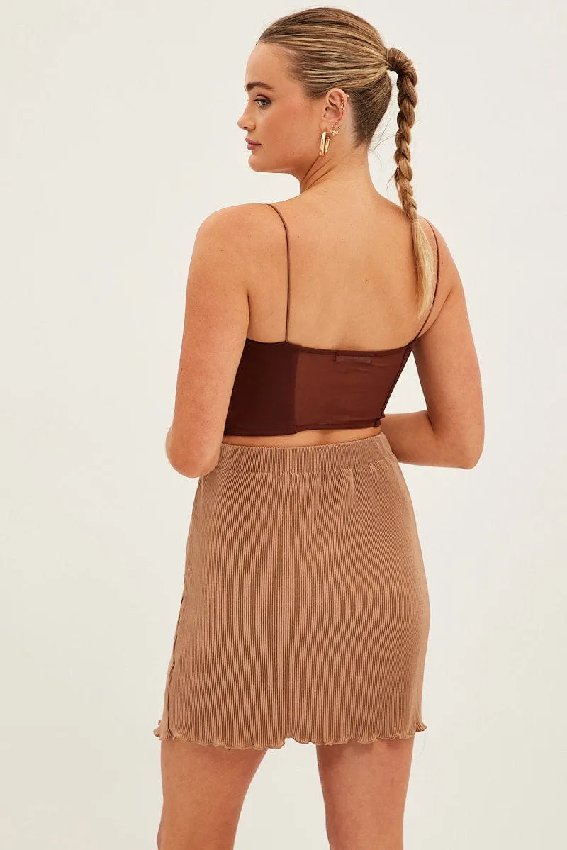 Brown Plisse Mini Skirt sold by Ally Fashion product image thumbnail 5