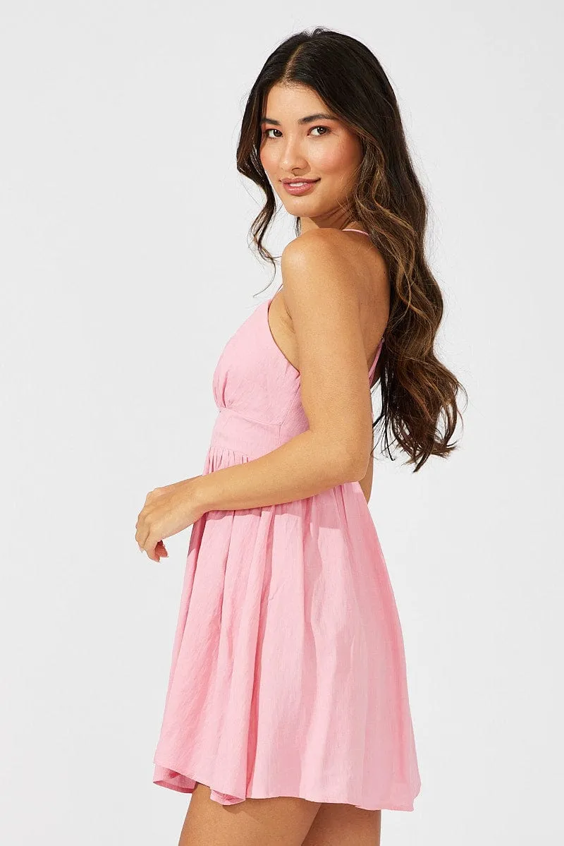 Pink Fit And Flare Dress Sleeveless Mini sold by Ally Fashion product image thumbnail 4