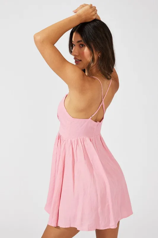 Pink Fit And Flare Dress Sleeveless Mini sold by Ally Fashion