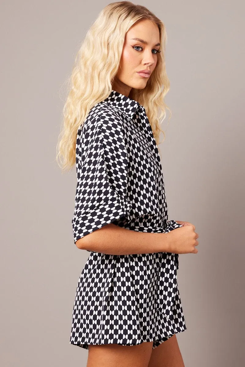 Black Geo Oversized Playsuit sold by Ally Fashion product image thumbnail 4