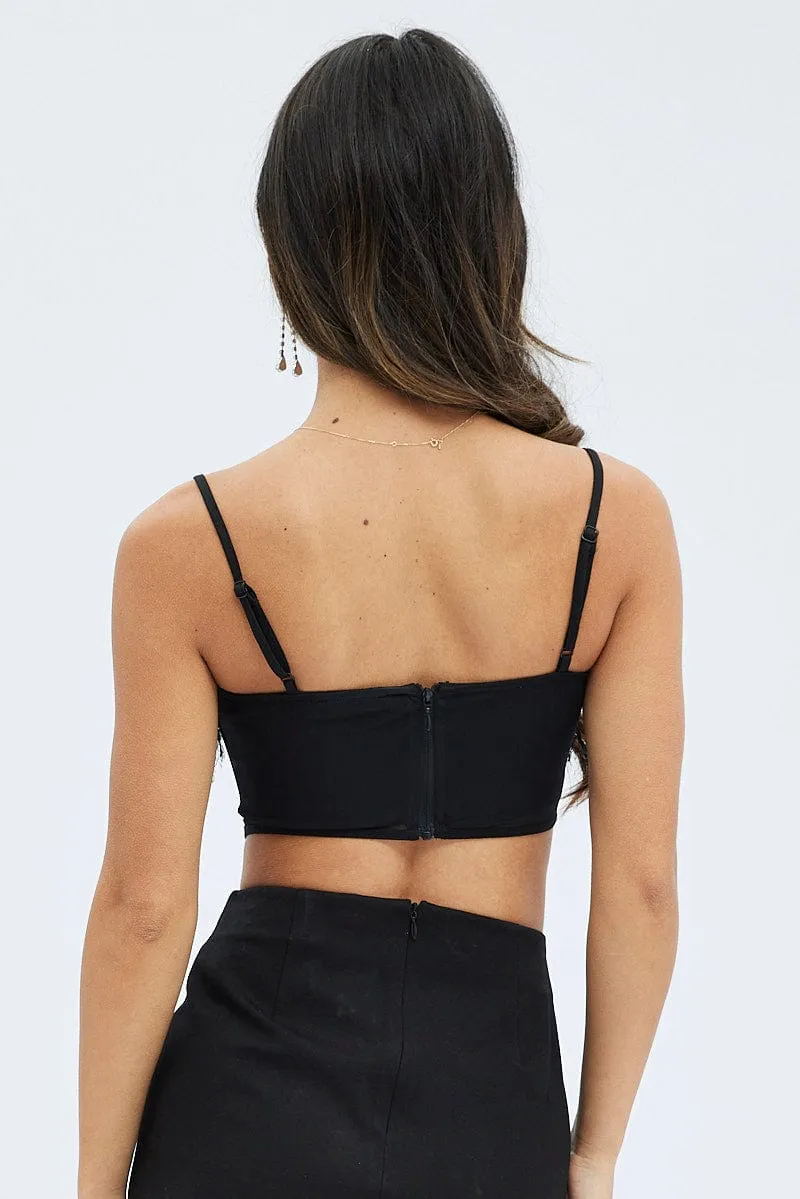 Black Mesh Faux feather corset top sold by Ally Fashion product image thumbnail 5