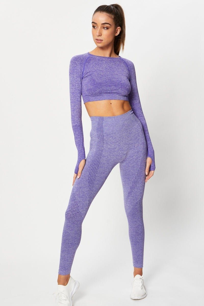 Purple Seamless Activewear Long Sleeve Top sold by Ally Fashion product image thumbnail 2