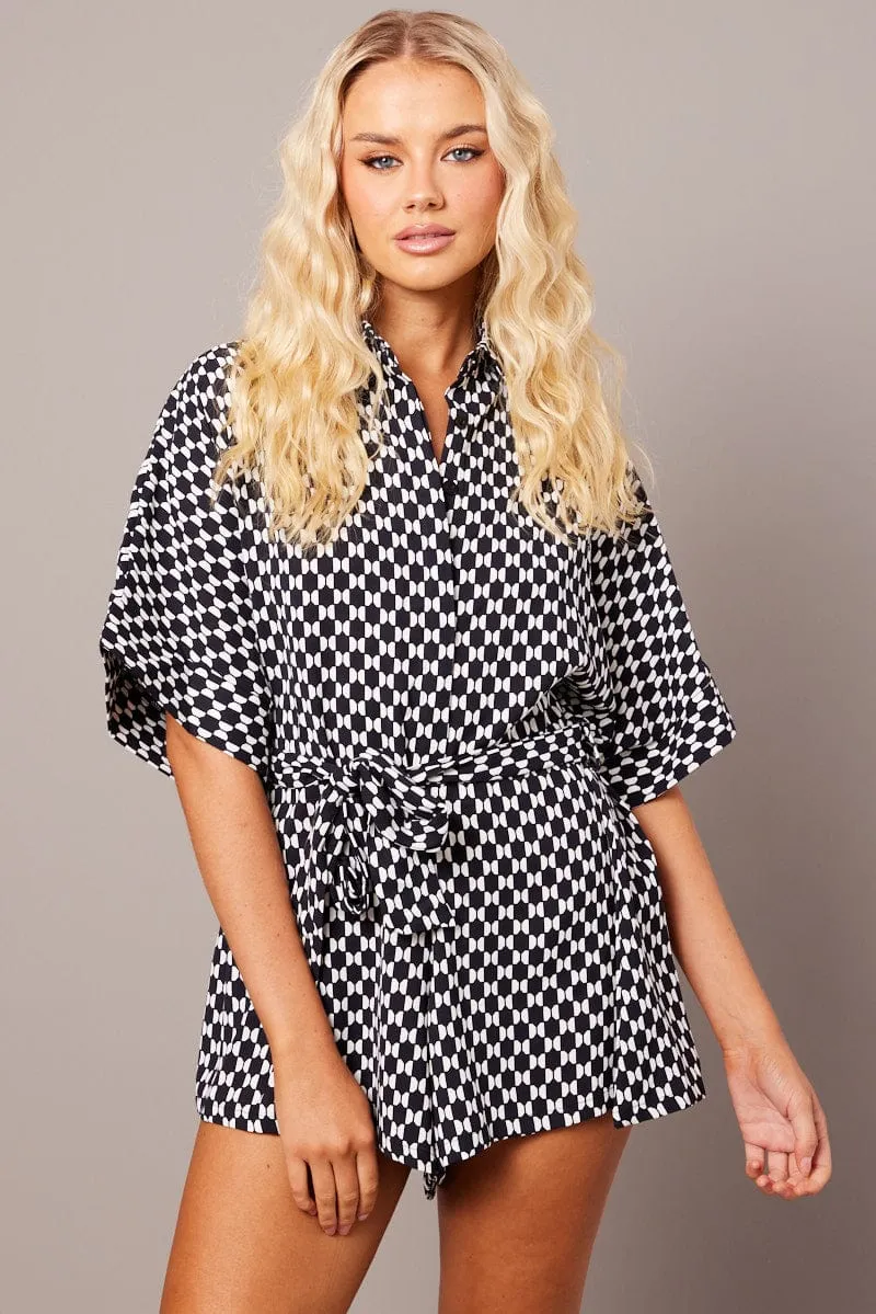 Black Geo Oversized Playsuit sold by Ally Fashion product image thumbnail 3