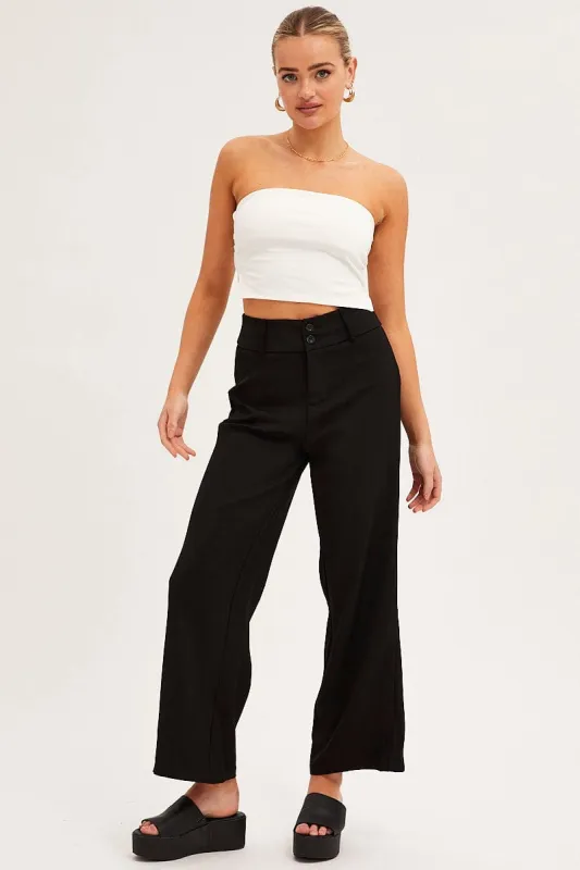 Black Mid Rise Pant Tailored Wide Leg sold by Ally Fashion
