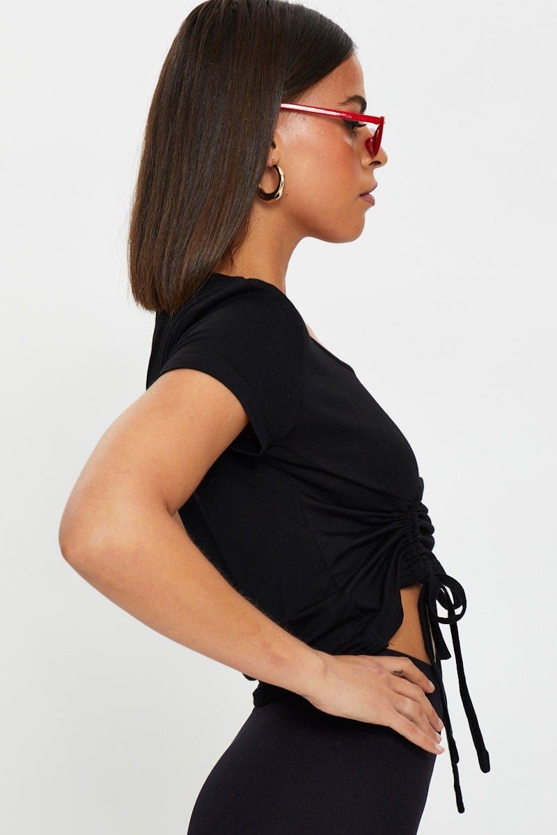 Black Corset Detail Drawstring Top sold by Ally Fashion product image thumbnail 2