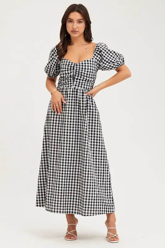 Check Midi Dress Short Sleeve sold by Ally Fashion