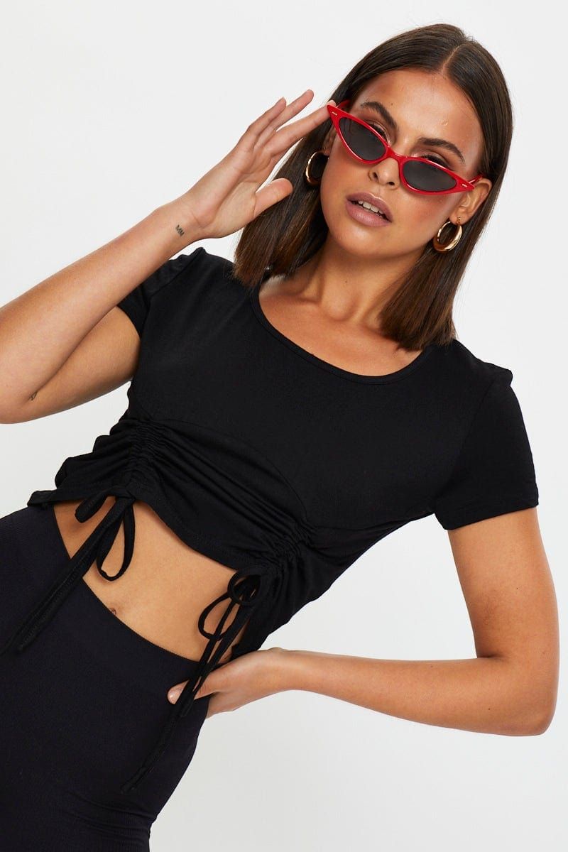 Black Corset Detail Drawstring Top sold by Ally Fashion product image thumbnail 5