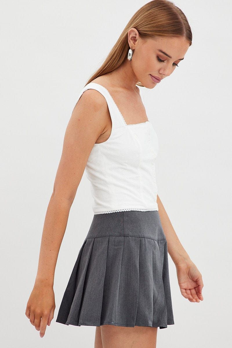 Grey Pleated Skirt Mini Mid Rise sold by Ally Fashion product image thumbnail 4