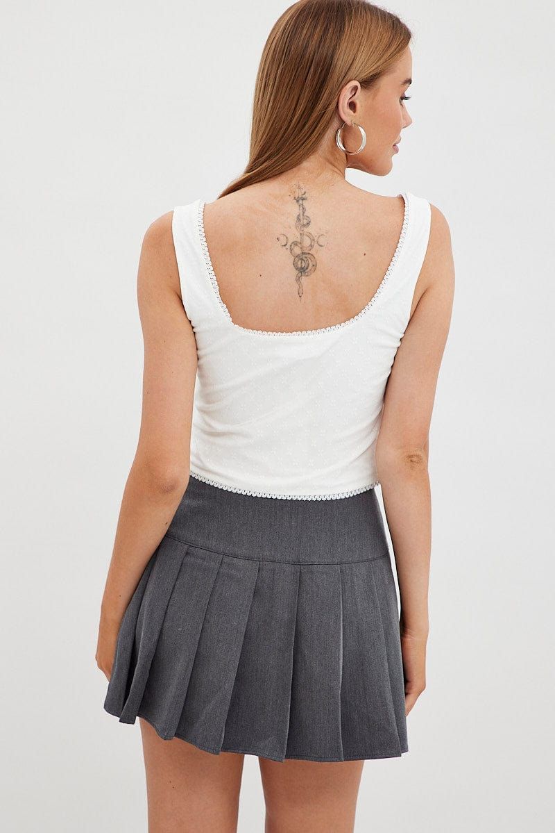 Grey Pleated Skirt Mini Mid Rise sold by Ally Fashion product image thumbnail 5