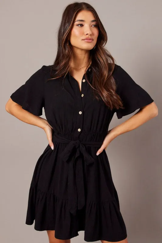 Black Fit And Flare Dress Wing Sleeve sold by Ally Fashion