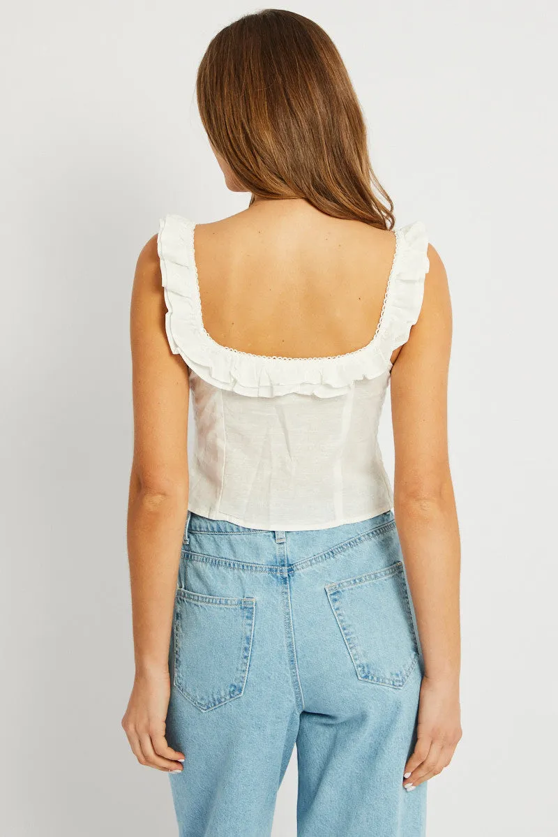 White Ruffle Top Sleeveless sold by Ally Fashion product image thumbnail 5