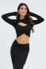 Black Top Long Sleeves Twisted Neck sold by Ally Fashion