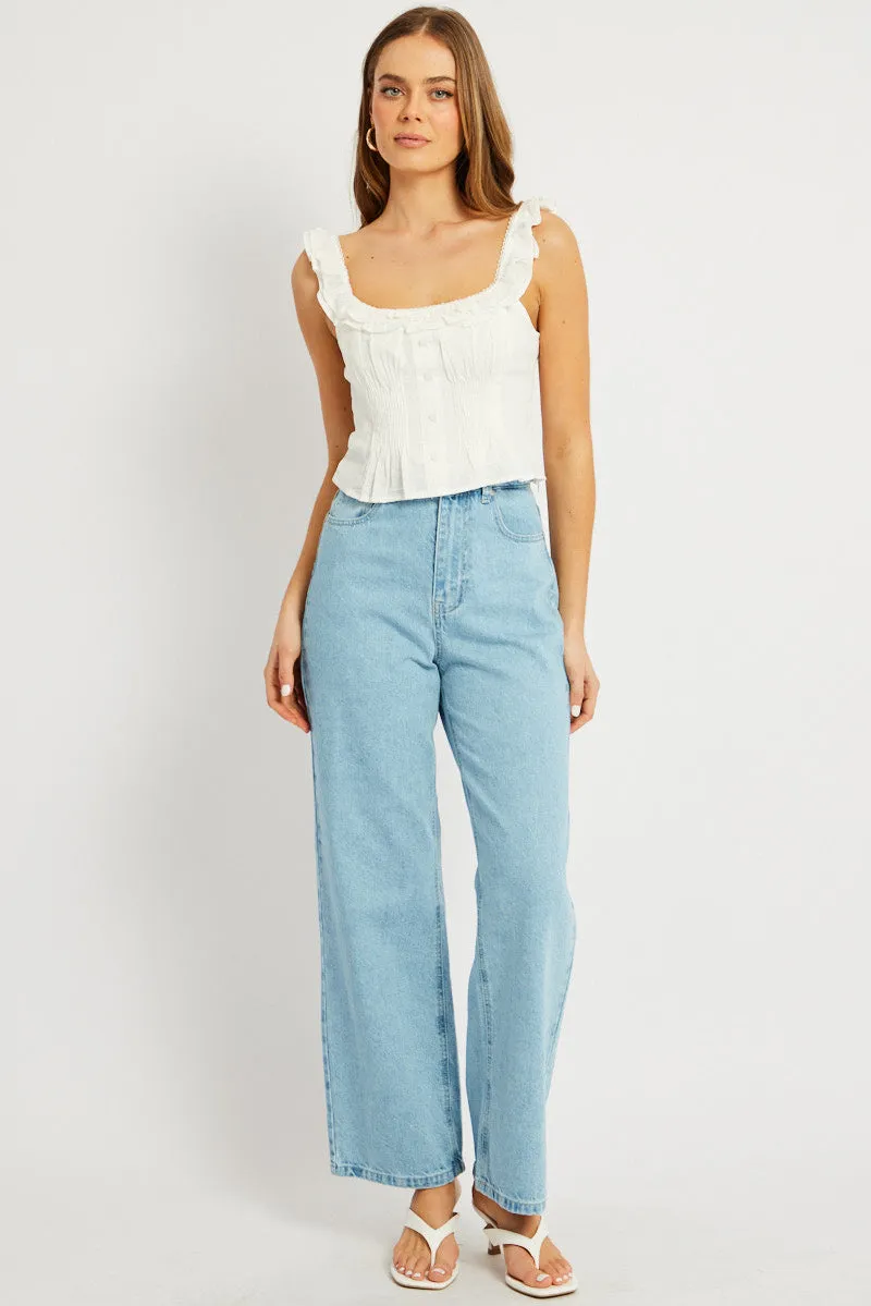 White Ruffle Top Sleeveless sold by Ally Fashion product image thumbnail 3