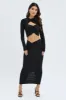Black Top Long Sleeves Twisted Neck sold by Ally Fashion