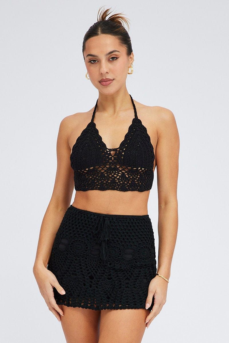 Black Crochet Bikini and Skirt Beach Set sold by Ally Fashion product image thumbnail 3