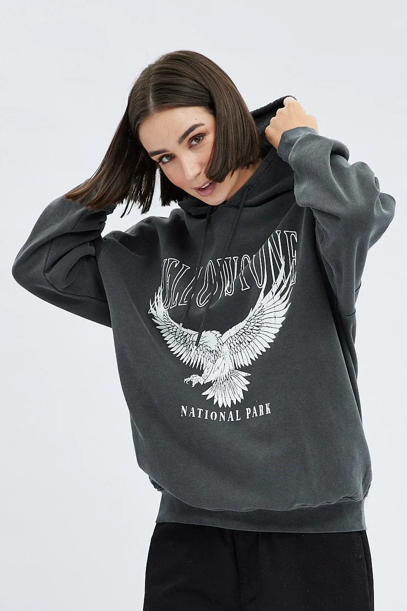 Grey Graphic Sweater Long Sleeves sold by Ally Fashion