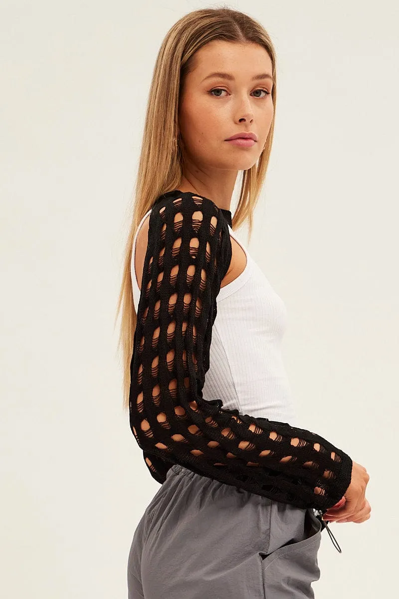 Black Crochet Knit Top sold by Ally Fashion product image thumbnail 4