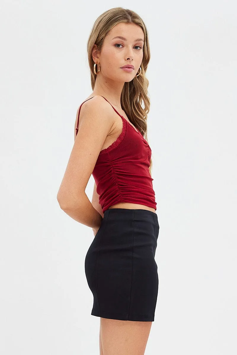 Red Abstract Singlet Lace Crop Top Ribbon Details sold by Ally Fashion product image thumbnail 4