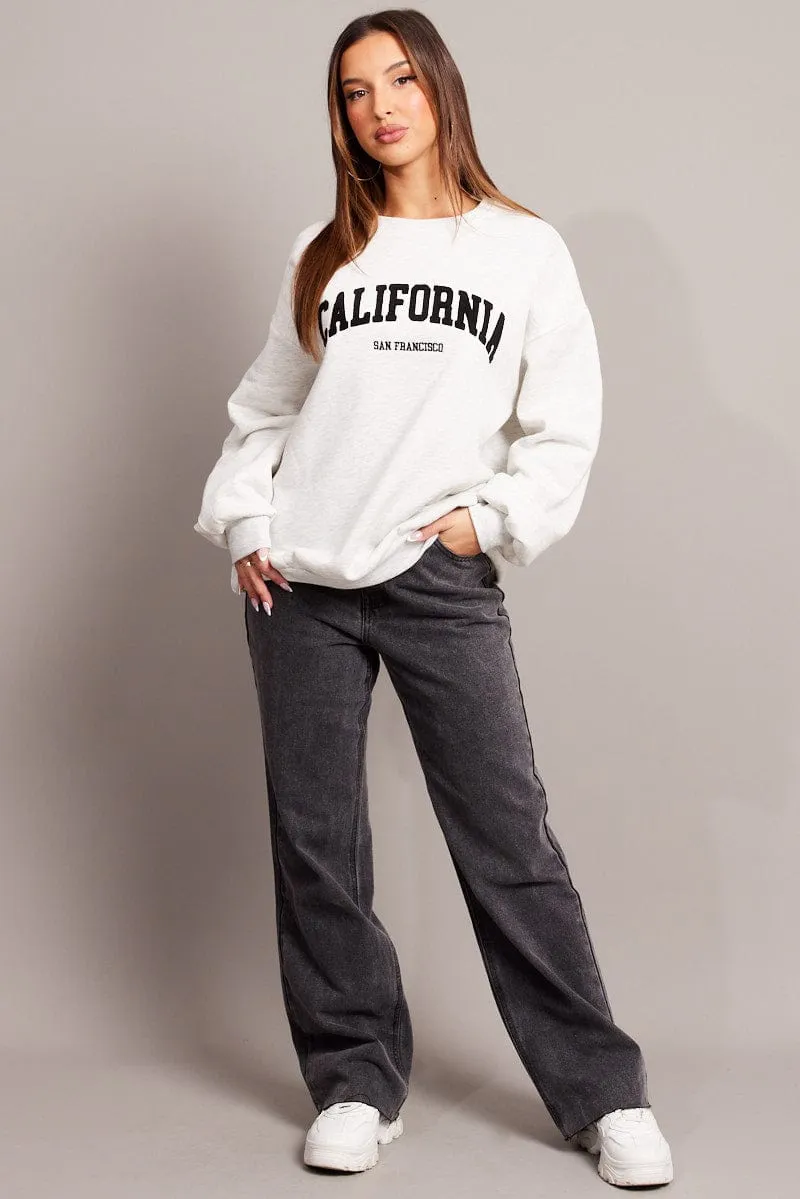 Grey Graphic Sweater Long Sleeve sold by Ally Fashion product image thumbnail 2