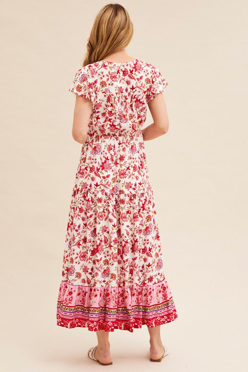 Boho Print Maxi Dress Short Sleeve V-Neck sold by Ally Fashion product image thumbnail 5