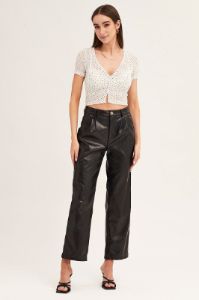 Polka Dot Mesh Short Sleeve V Neck Ruched Top sold by Ally Fashion