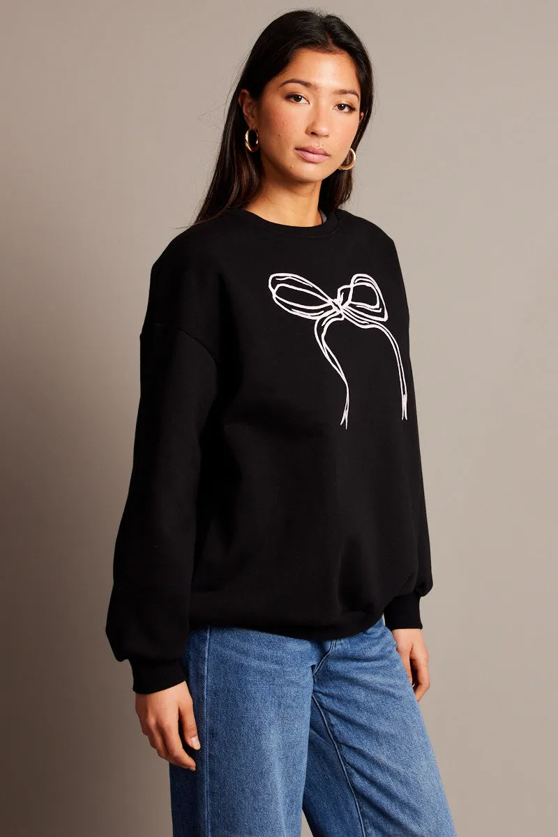 Black Graphic Sweater Long Sleeve sold by Ally Fashion product image thumbnail 4